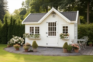 Patio garden shed house. Generate Ai