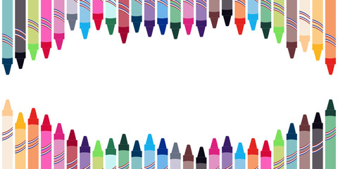 Crayon Back to School Colorful School Crayons Illustration Drawing Coloring Pencils Border Transparent Background Template