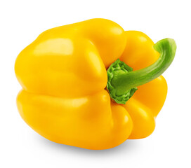 Yellow pepper isolated. Sweet Bulgarian pepper, paprika on a transparent background.