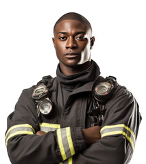 Male Firefighter Medium Shot Isolated
