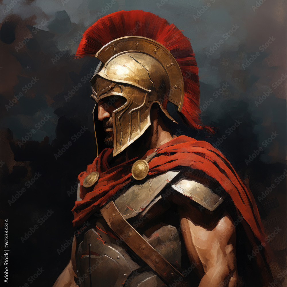 Sticker Roman warrior. Digital art. Generative AI.