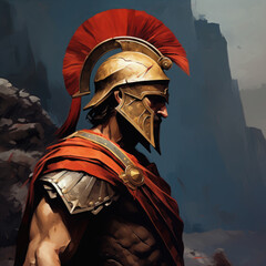 Roman warrior. Digital art. Generative AI. - obrazy, fototapety, plakaty