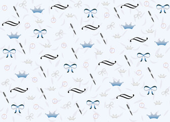 Bows and Crowns Blue pattern