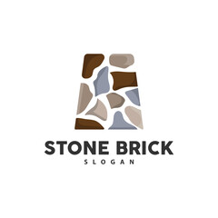 Brick Stone Logo, Premium Elegant Design, Vector Wallpaper Stone House, Icon Illustration Design