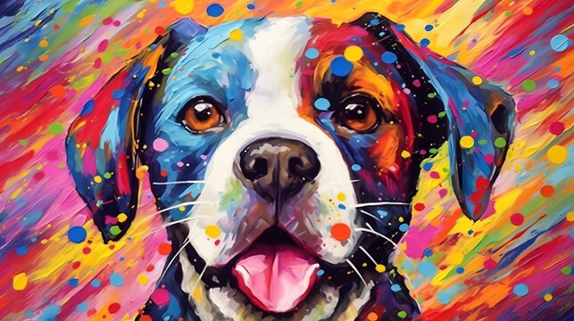 Happy Dog in a colorful World