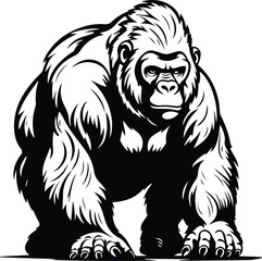 Silverback Gorilla Logo Monochrome Design Style