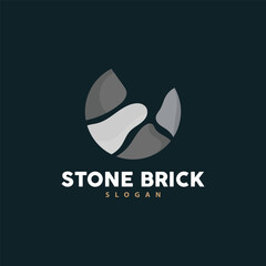 Brick Stone Logo, Premium Elegant Design, Vector Wallpaper Stone House, Icon Illustration Design