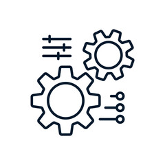 Gears. Technical settings concept. Vector icon isolated on white background.