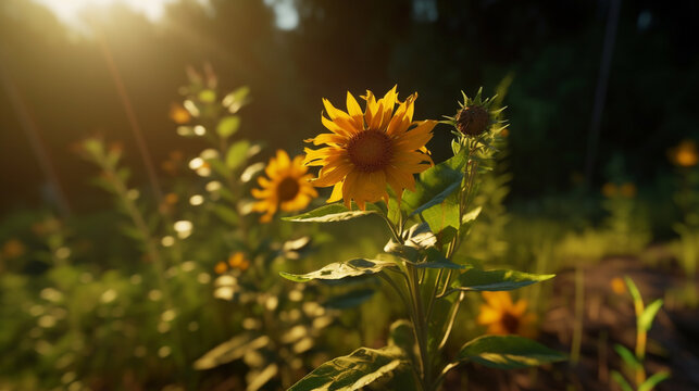 sunflower in the field HD 8K wallpaper Stock Photographic Image