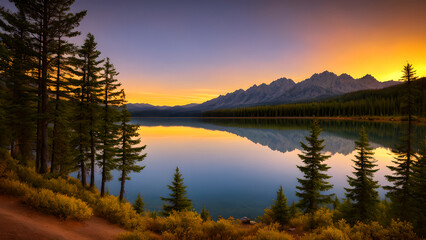 Sunset Over the Valley of Colors. Generative AI