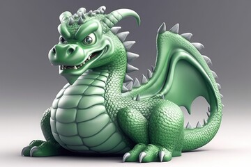 Green dragon, mythological creature, new year 2024. Generative AI