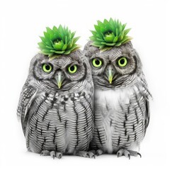 Two owls together. Generative AI