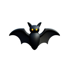 Bat cartoon for halloween black bat plastic cartoon low poly 3d icon on white background.