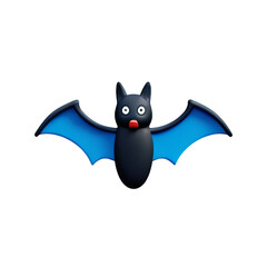 Bat cartoon for halloween black bat plastic cartoon low poly 3d icon on white background.