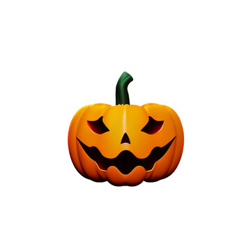 Funny Pumpkin cartoon for halloween Flying pumpkin plastic cartoon low poly 3d icon on white background