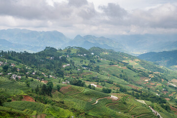 Fototapeta na wymiar panoramic view of ha giang loop, vietnam