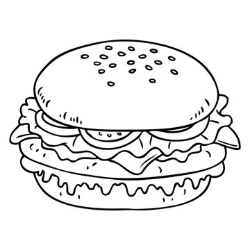 burger outline vector illustration