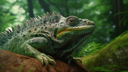 Obraz premium iguana in the zoo HD 8K wallpaper Stock Photographic Image