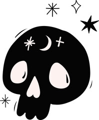 Black and White Halloween Skull 