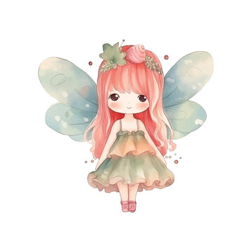 Cute fairy watercolor paint
