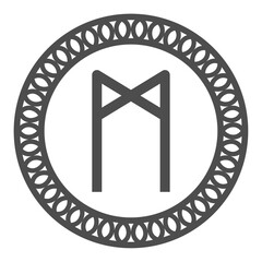 Runic alphabets icon with traditional pattern circle. Runes symbol graphic. Ancient norse.