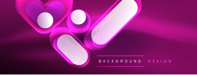 Neon circle abstract background. Template for wallpaper, banner, presentation, background