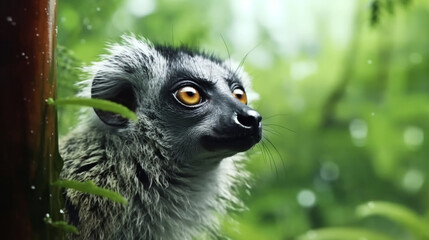 close up of a lemur HD 8K wallpaper Stock Photographic Image