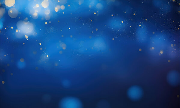 blue and gold bokeh particles abstract background, festive, christmas, gold and blue glitter