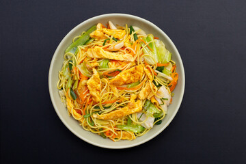 Chinese-styled fried noodle. Asian cuisine