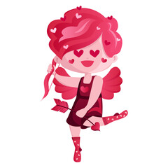 Cute pink cupid vector. This cute pink cupid vector illustration can be used to add a touch of love and romance to Valentine s Day cards, wedding invitations, or any other romantic-themed designs.