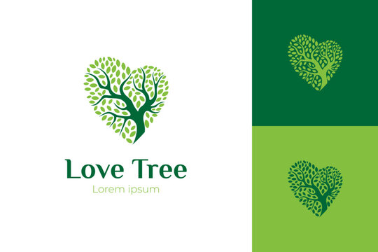 Love Tree Logo icon design. natural growth tree of life logo design illustration