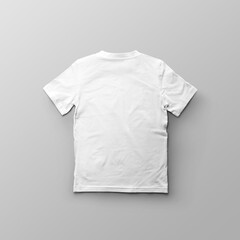 Mockup of a child's white t-shirt close-up, clothes for design, print, pattern, back view.