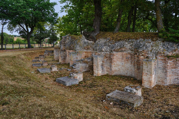 View of the ancient roman's amphitheater of Urbisaglia's village in the Marche region of Italy