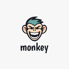 monkey head logo design template vector icon illustration