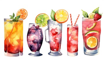 Drink and Cocktail Clip art on white background Generative AI