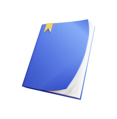 Book with blank blue cover 3d rendering illustration
