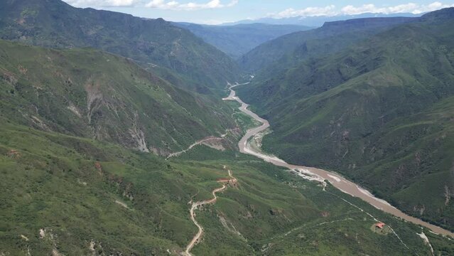 Chicamocha Canyon aerial view of tourist destination near san Gil Santander Colombia