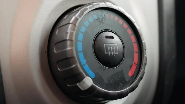 making lower the temperature in the car interior stove. 4k video