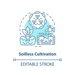 Obraz premium 2D editable soilless cultivation icon representing vertical farming and hydroponics concept, isolated vector, thin line illustration.