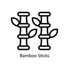 Bamboo Sticks Vector  outline Icon Design illustration. Nature and ecology Symbol on White background EPS 10 File