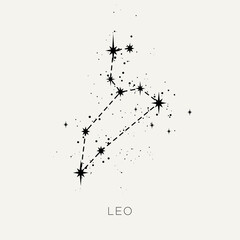 Star constellation zodiac leo line black white vector