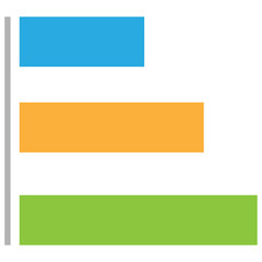 Business graph icon, Color object statistics finance presentation, Flat success report symbol.
