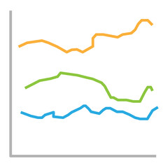 Business graph icon, Color object statistics finance presentation, Flat success report symbol.