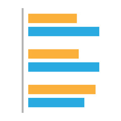 Fototapeta premium Business graph icon, Color object statistics finance presentation, Flat success report symbol.