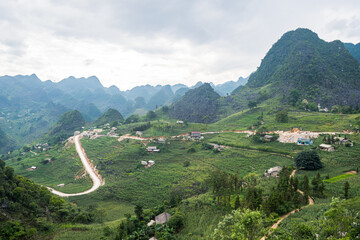 panoramic view of ha gian loop on northern vietnam