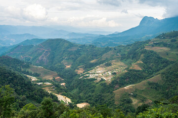 Naklejka na ściany i meble panoramic view of ha gian loop on northern vietnam