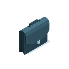isometric briefcase business icon in black color on a white background, business paperwork or job title
