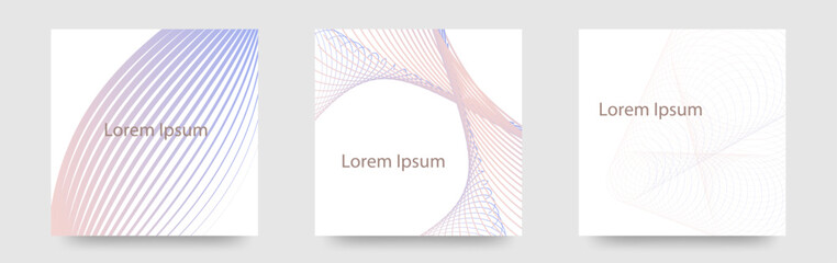 優しい色の交差する線のデザイングラデーションカードの　泳ぐ線　3デザインカードセット