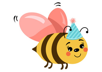 Cute bee with birthday hat