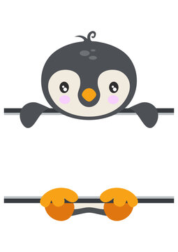 Cute penguin with blank signboard